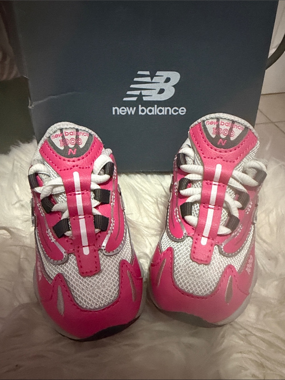 New Balance Kids Pink and White Athletic Sneakers